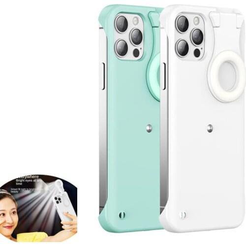 Voor Iphone 12 Pro Max Mini Ring Licht Case Voor Fill Licht Telefoon Foto Led Selfie Ring Vullen Licht Cover voor Iphone 12 Case