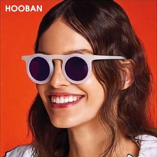 HOOBAN Retro Round Sunglasses Women Men Brand Designer Vintage Sun Glasses For Male Female Retro Shade Eyewear UV400