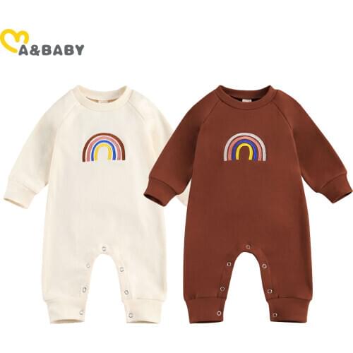 Ma&Baby 0-18M Autumn Spring Newborn Infant Baby Girl Boy Jumpsuit Rainbow Print Long Sleeve Romper Baby Clothing Costumes