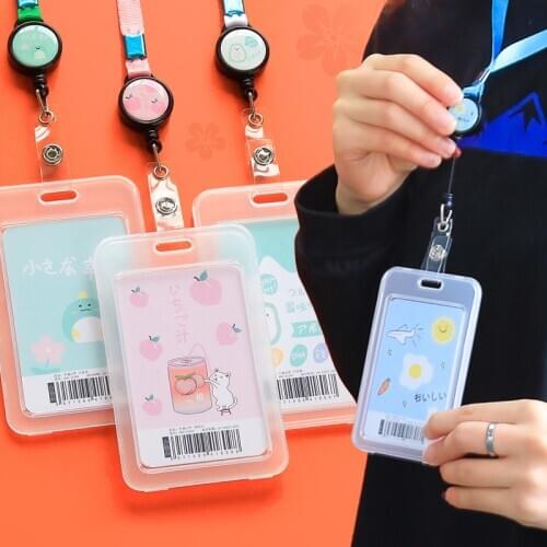 2020 Cute Retractable Badge Holder Kawaii Avocado Name Id Card Holder for Student Doctor Nurse Gift Office Supplies Stationery