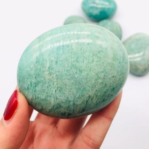 MOKAGY 100G-128G Natural Green Amazonite Quartz Crystal Tumbled Stone Oval Shape 1pc