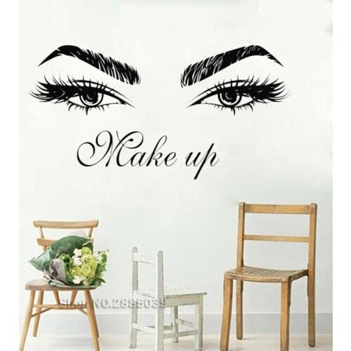Makeup Studio Wall Decals Eyelashes Wall Vinyl Sticker Decoration Beauty Salon Sexy style Theme Eyebrows Brows Wallpaper LL408