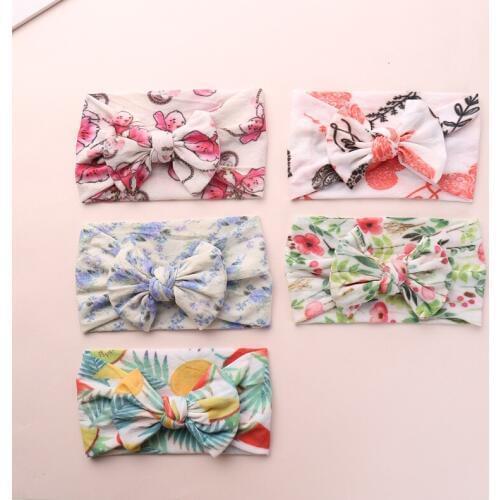 Girls Big Flowers Hair Bow Headband For Kids 2020 Spring Large Turban Elastic Hair Band Girls fruit Floral Hair Accessories