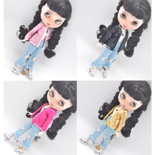Clothes for doll fits Blyth Azone OB23 OB24 Doll accessories Fashion Shiny jacket shoes Girls gift
