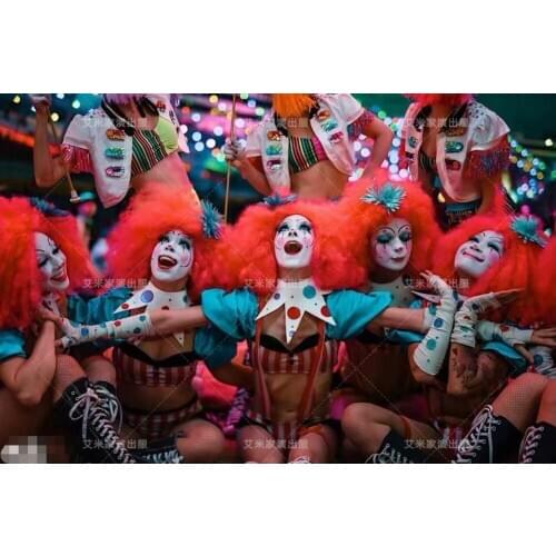 S halloween cosplay Fluffy wig clown circus Clown dance costume nightclub GOGO costume