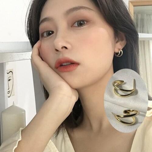S925 Sterling Silver Earrings for Women Geometric Bilayer Korean Fashion Earrings Jewelry Accessories Wholesale