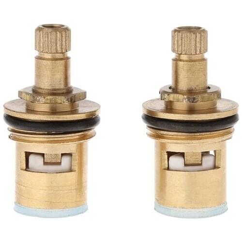 2 Pcs Faucet Replacement Brass 1/4 Turn G1/2" Ceramic Disc Cartridge Hot Cold Tap Valve