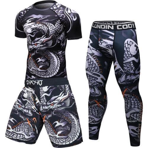 Brand New Men Tracksuit Sports Suit Gym Fitness Compression Clothes Running Jogging Sport Wear Exercise Workout Rashguard Tights