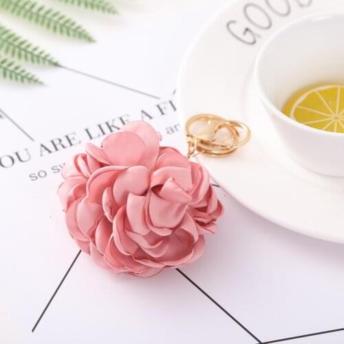 Cloth Flower Key Ring Chiffon Car Key Chains Lady Couple Bag Ornaments Creative Fashion Charm Flower Accessory Keychain EH893