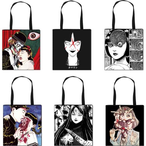 Horror Manga Junji Ito / Slug Girl Print Handbag Woman Shopping Single Shoulder Bag Girl Travel Large Capacity Storage Bag