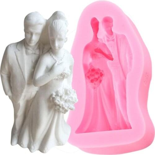 Bride Groom Silicone Mold DIY Wedding Cake Border Fondant Molds Cake Decorating Tools Candy Chocolate Gumpaste Clay Resin Moulds