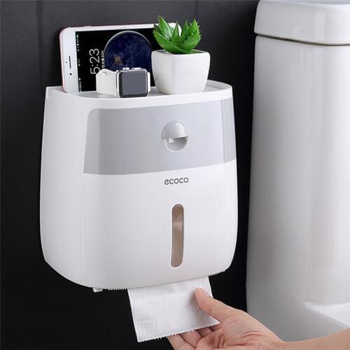 Bathroom Waterproof Tissue Box Plastic Toilet Paper Holder Wall Mounted Storage Box Double Layer Napkin Dispenser Organizer