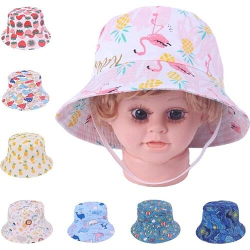 Spring Autumn Boy Girl Fashion Animal Print Cotton Breathable Sun Fisherman Hat Child Outdoor Flat Top Foldable Bucket Hat