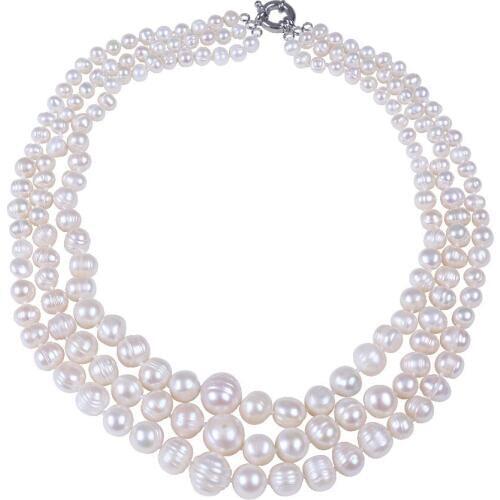 Freshwater Pearl Jewelry 5-12mm Huge Pearl Jewelry Natural three-layers graduated beaded necklace
