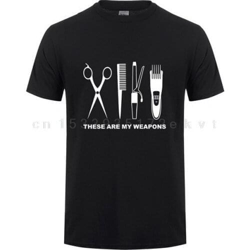 Barber Funny T-Shirt Men Short Sleeve O-Neck Harajuku Casual Hairdresser Weapon T Shirt Scissors Clothing Summer Tops Tee