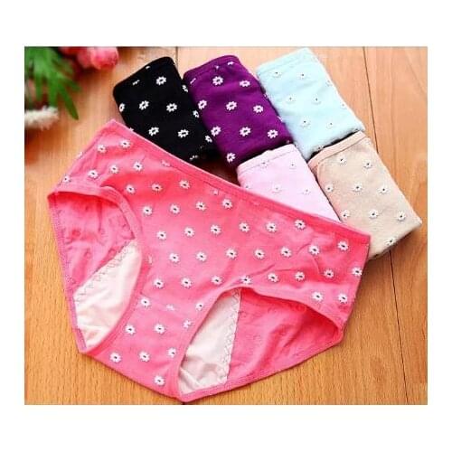 Girl Menstrual Panties Physiological Briefs Floral Lingerie Leakproof Broadened Female Underwear Students Waterproof Panties