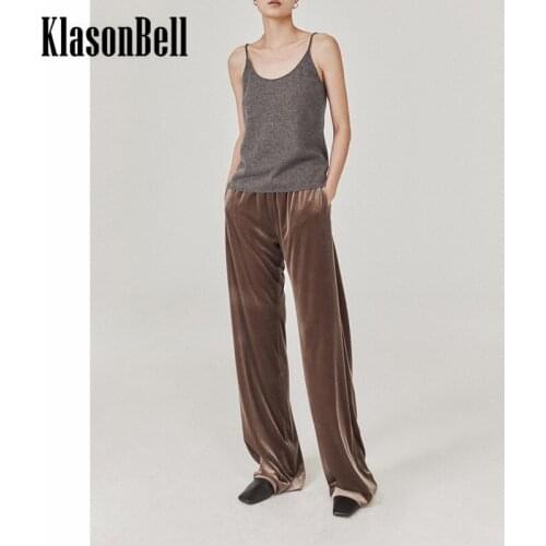 9.1 KlasonBell High Waist Velvet Straight Wide Leg Pants Women 8 Color