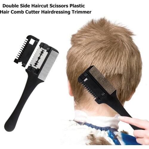 1pc Double Side Haircut Scissors Plastic Hair Comb Cutter Trimmer with Stainless Steel Blade Hairdressing Hair Shaper Razor