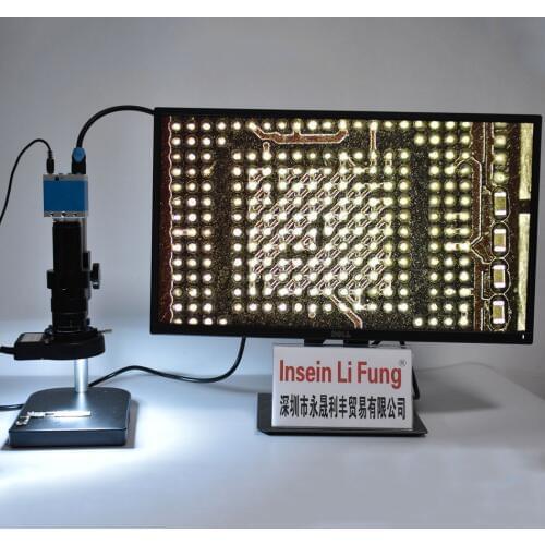 16MP 1080P HDMI USB Industrial Monocular Video Microscope Camera+10X-180X Zoom C-mount Lens+LED Light+Bracket Phone PCB Repair