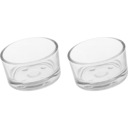 2 x Clear Glass Reptile Water Food Bowl Feeder Bowl Basin Dia.4.5cm
