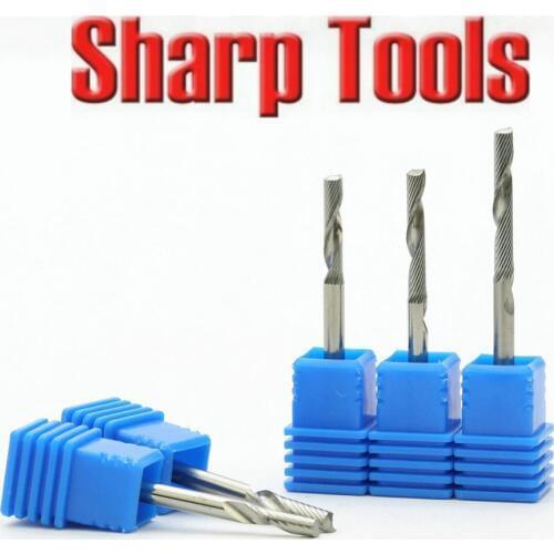 3.175MM 1 Flute End Mill Cutter CNC Router Bits for Wood Acrylic Tungsten Carbide Milling Tools Set Spiral Cutting Bit Cel6-22MM