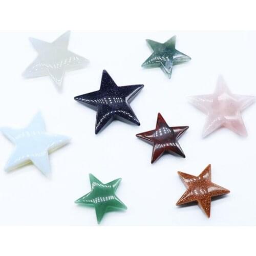 32/45MM Handmade Craved Healing Crystal Stars Love Palm Worry Stone Chakra Reiki Balancing Charms Ornaments Display Pendulum