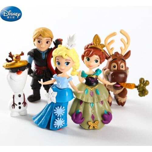 5 pcs/lot Disney Frozen Elsa White Snow Queen Action Princess doll girl Anna Toy Figures about 6-8 cm