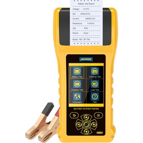 Autool Bt760 New Arrival Autool 6-32v Car Battery Load Tester With Printer Multi Language Motorcycles Battery Tester