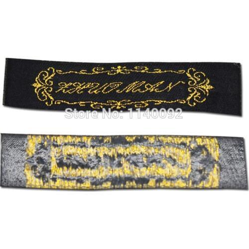 Free shipping customized clothing iron-on woven labels/garment embroidered tags/no sewing collar labels 2000 pcs a lot