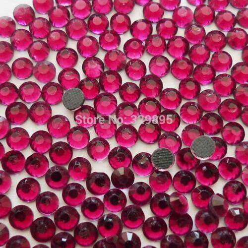 Shinning SS6-SS40 Fuchsia DMC HotFix Rhinestones Flatback Glass Iron-on For garment shoes nail jeans Decorations with glue