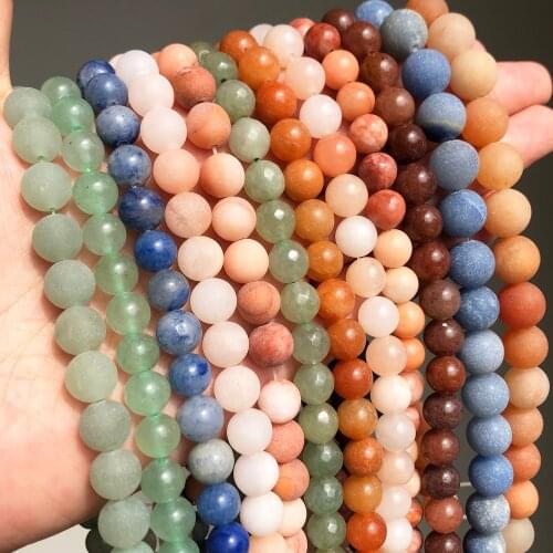 Natural Aventurine Stone Beads Purple Pink Green Jades Minerals Loose Beads For Jewelry Making DIY Bracelet Charm 4 6 8 10 12mm