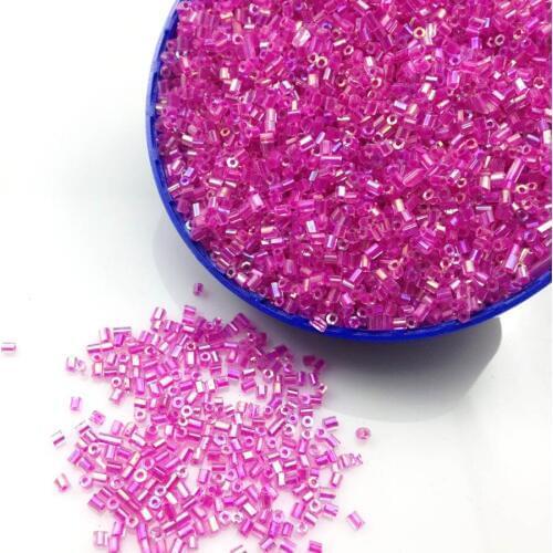 16g 1000X 2*3mm AB Rose Pink Colored Transparent Tube Loose Spacer Beads Cezch Glass Seed Bead Handmade Jewelry DIY Garment Bead