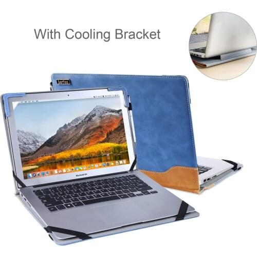 Laptop Case Cover for Lenovo Ideapad C340-14 14" Business Notebook Sleeves Protective PU Leather Skin with Cooling