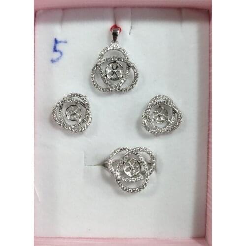 DIY Pendant Ring and Earrings Jewelry Set Base Mountings Settings Findings Jewelry Settings Parts for Pearls Beads Stones