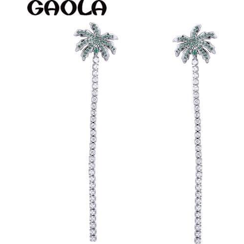 GAOLA Coconut Trees Cubic Zircon Bridal Jewelry Wedding Gift Women Dangle Earrings Jewelry Gift GLE6409Y