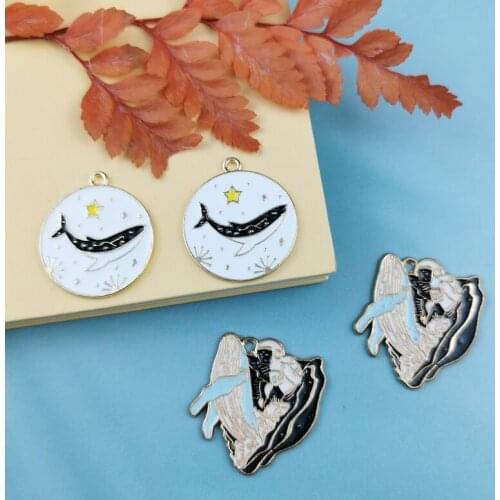 JeQue 10pcs Enamel Cartoon Whale Astronaut Planet Charm For Jewelry Making Fashion Earring Pendant Necklace And Bracelet Charms