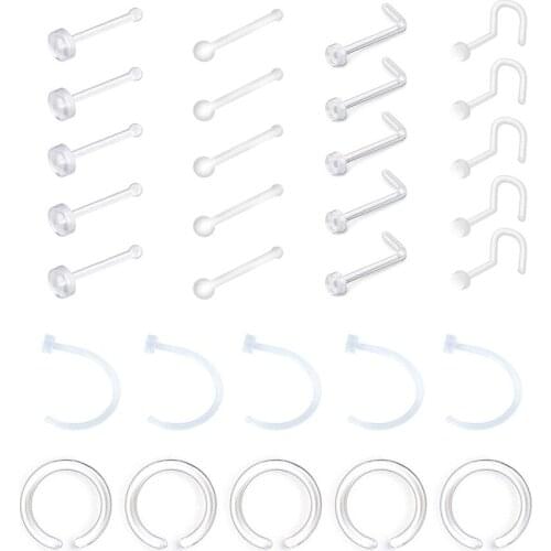 18-20G Clear Acrylic Nose Ring Bioflex Stud Retainer Nose Piercing Body Jewelry for Men Women