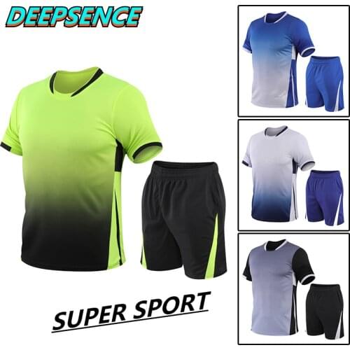 Men Sports Sets 2021 Summer New Sportswear Fashion Run Fitness Quick Drying Short Sleeved T Shirt Shorts Men 2 Piece Set M-5Xl