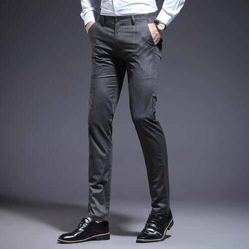 Flat-Front Summer Thin Dress Trousers Slim Fit Skinny Business Office Classic Suit Pants Workwear