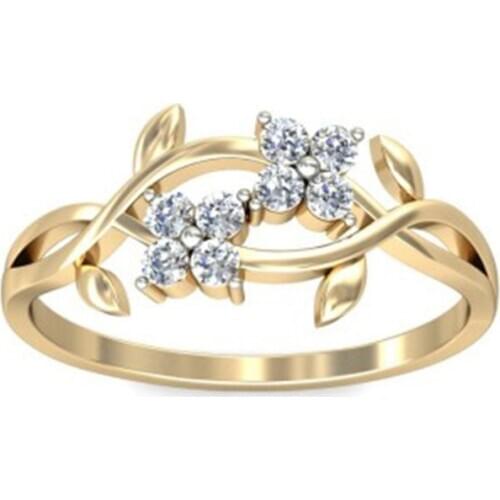 Seanlov Hot Sale Fashion Clear Crystal Flower Vine Leaf Design Rings For Women Female Ring Vintage Gold Color Jewelry Lover Gift