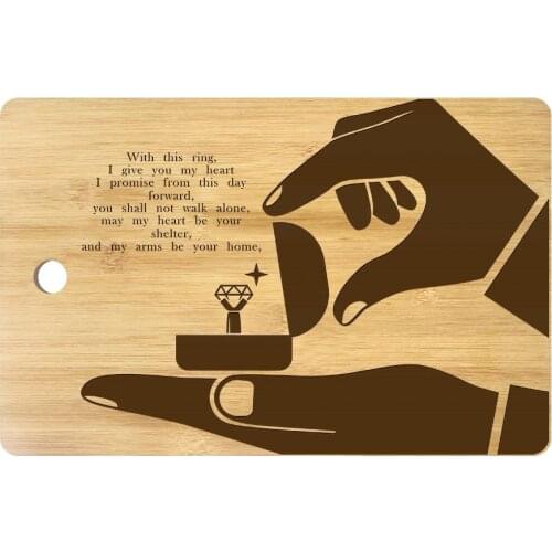 LOVE Engagement Ring With Romantic Words Laser Engraved Personalized Cutting Board Custom Kitchen Decor Wedding Anniversary Gift