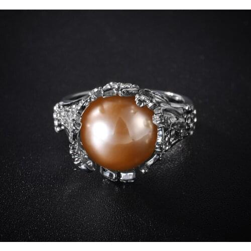 Trend Flower Pattern Ring Fashion Luxury Set Zircon Pearl Silver Color Ring Temperament Charm Women Cocktail Party Jewelry