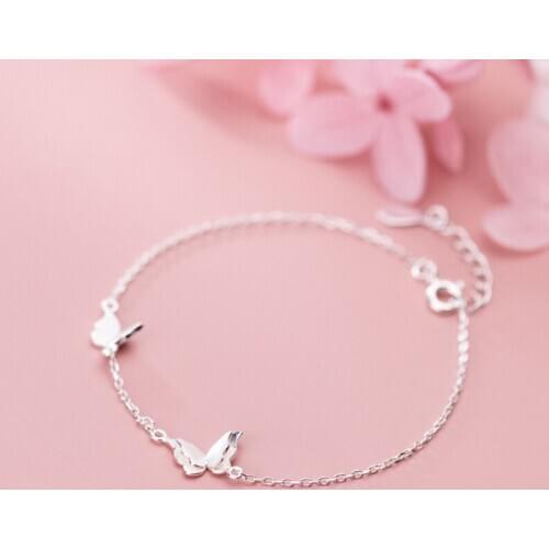Fashion 925 Sterling Silver Butterfly Charm Adjustable Bracelet &Bangle For Women Wedding Jewelry Party SL352