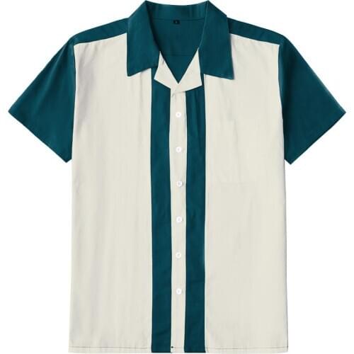 Summer Plus Size Men Shirt chemise homme ST127 Casual Vintage Short Sleeve Cotton Bowling Retro Rock Shirt