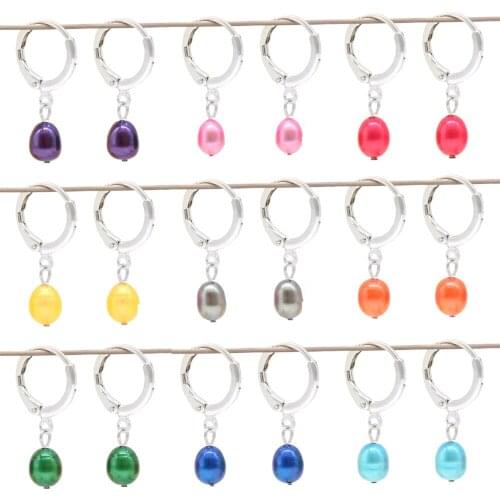 Real 7-8MM Freshwater Oval Rice Pearl Drop Earrings Fashion Women Party Jewelry Wholesale PE003