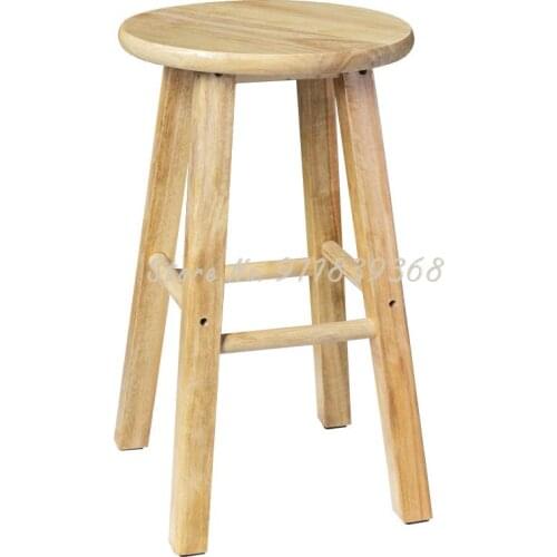 Solid Wood Low Stool Modern Bar Stool Wooden Bench Step Stool Round Footed Stool High Bench No Assembly Front Stage Guitar Flowe