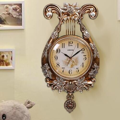 NEW GURYLA PIANO WALL CLOCK EUROPEAN RETRO CREATIVE FASHION WALL CLOCK DECORATION LIVING ROOM SILENT QUARTZ CLOCK LARGE PENDULUM