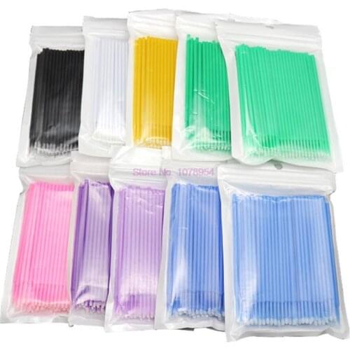 100bags Disposable MicroBrush Eyelashes Extension Individual Lash Removing Swab Micro Brush For Eyelash Extension Tools