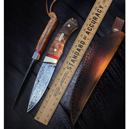 TURENZ-Full Tang VG10 Damascus Steel Hunting Knife Fixed Blade Knife Survival Knives Camping Tools Handmade Straight knives