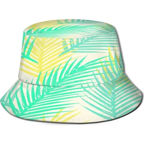 CINESSD Bucket Hat Unisex Bob Caps Hip Hop Gorros Tropical Palm Jungle Leaves Summer Panama Cap Beach Sun Fishing Hat